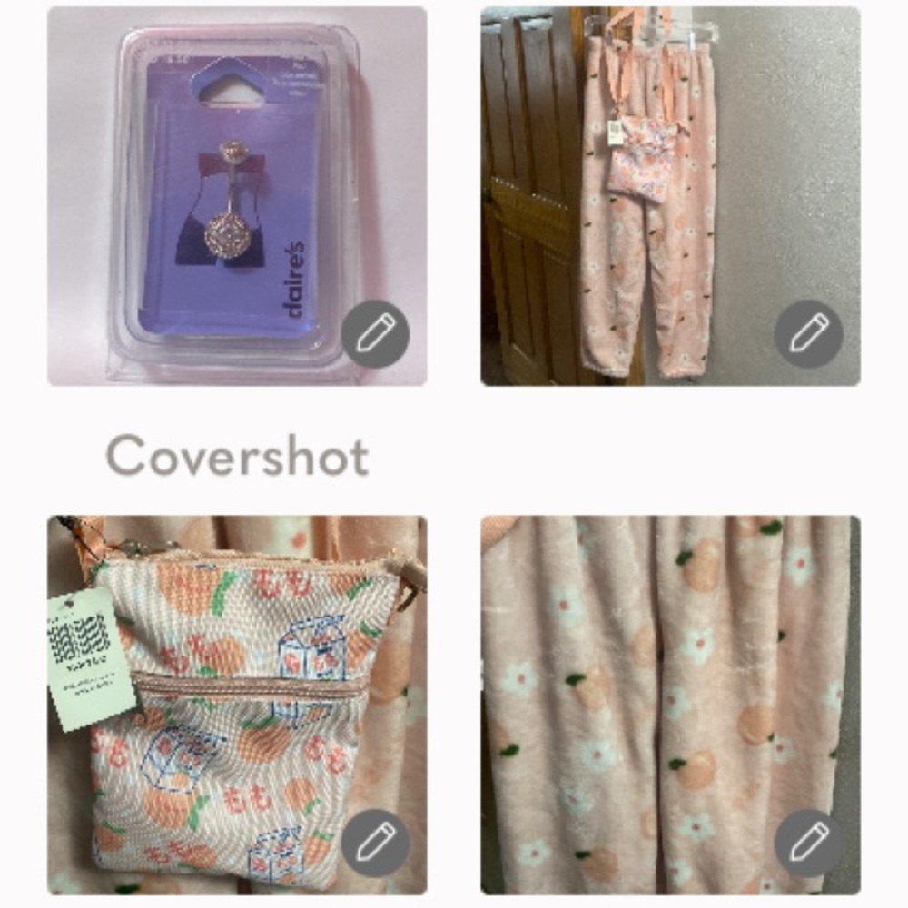 NIP double CZ 14G/1.6mm+Peach🍑Milk Carton Crossbody+ Lounge Pant szM